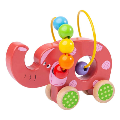 Bigjigs figura di elefante in legno con spirale di perline