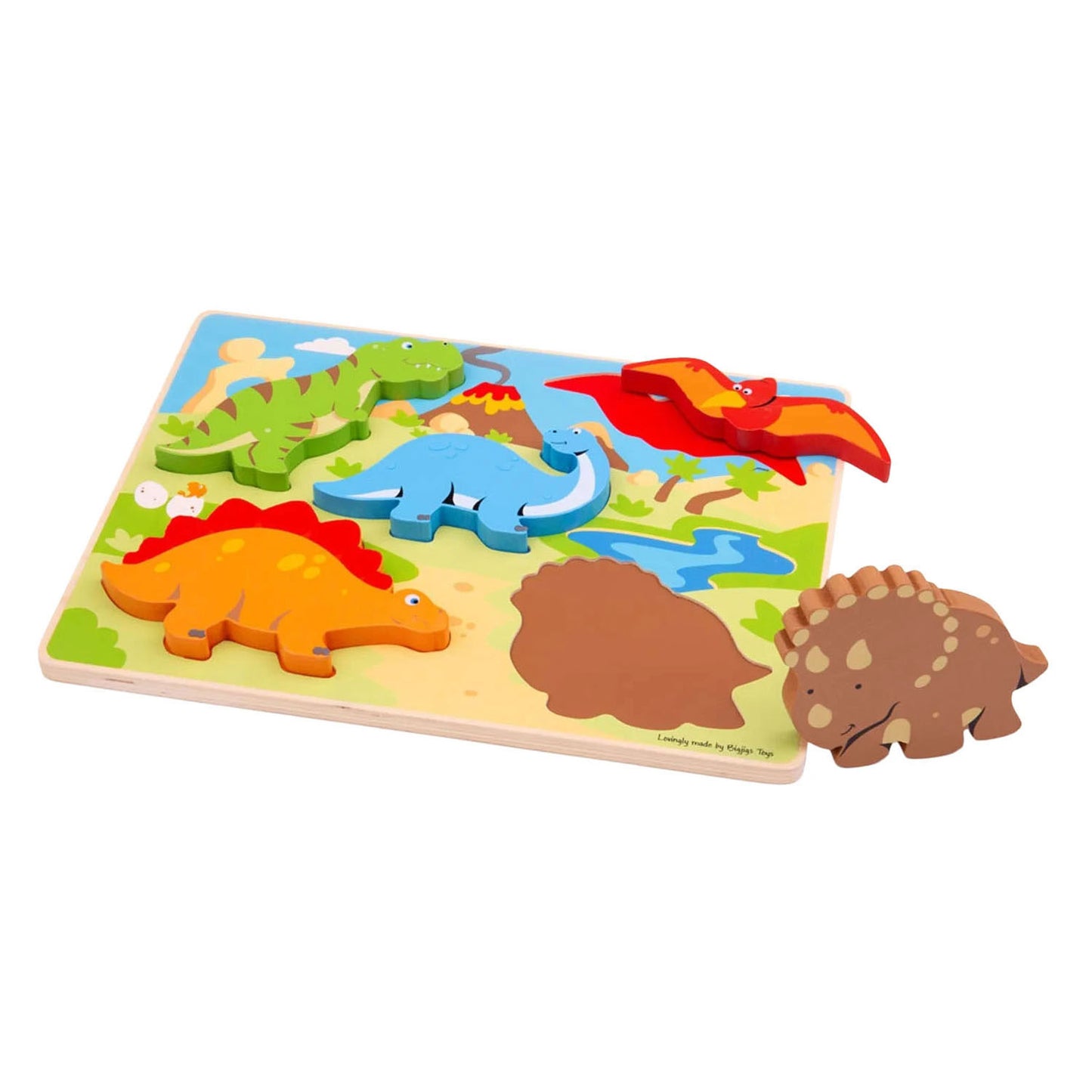 Bigjigs rompecabezas de madera dinosaurio - 5 piezas