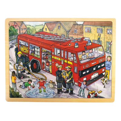 Puzzle in legno Bigjigs camion dei pompieri - 24 pezzi.