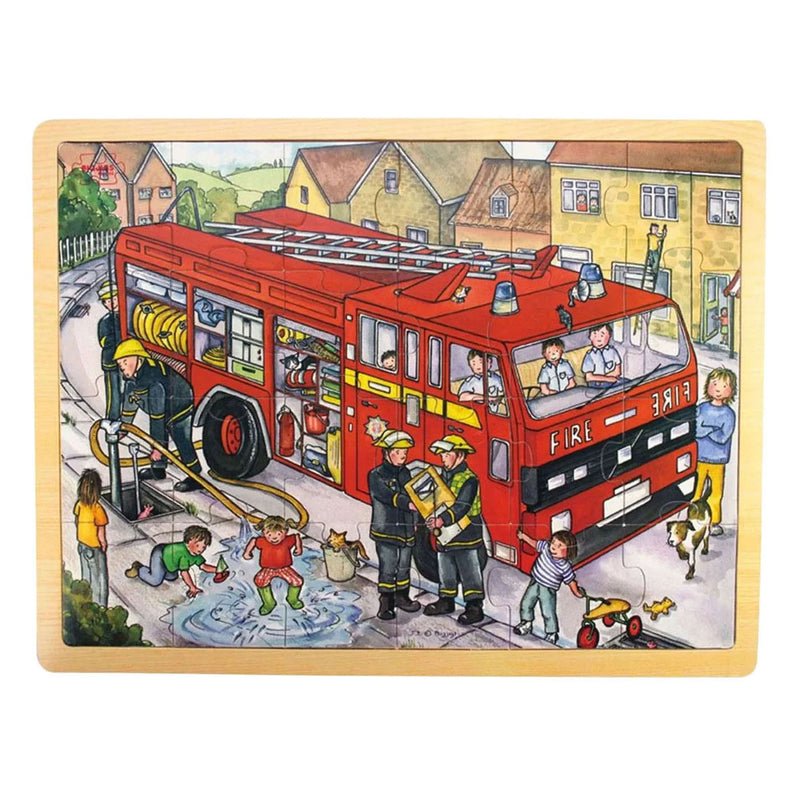 Puzzle in legno Bigjigs camion dei pompieri - 24 pezzi.