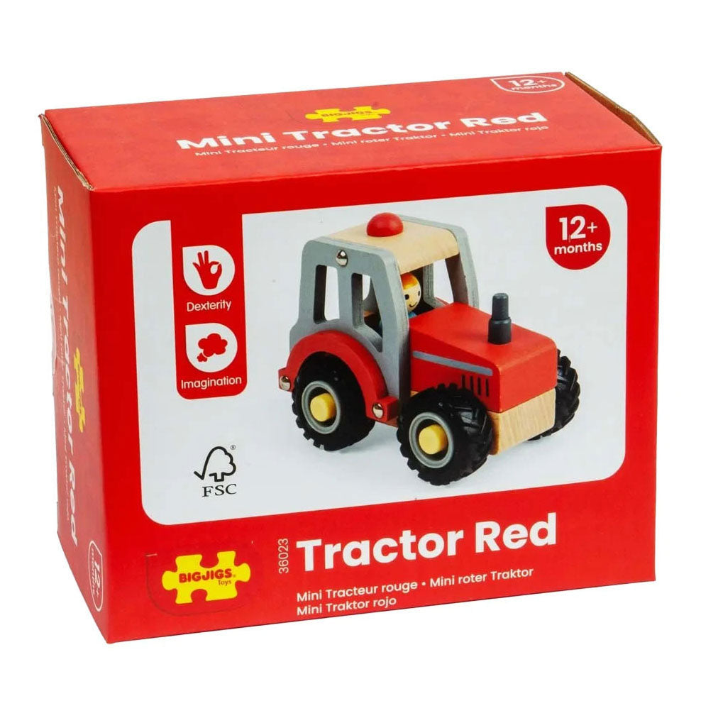 Trattore rosso in legno Bigjigs