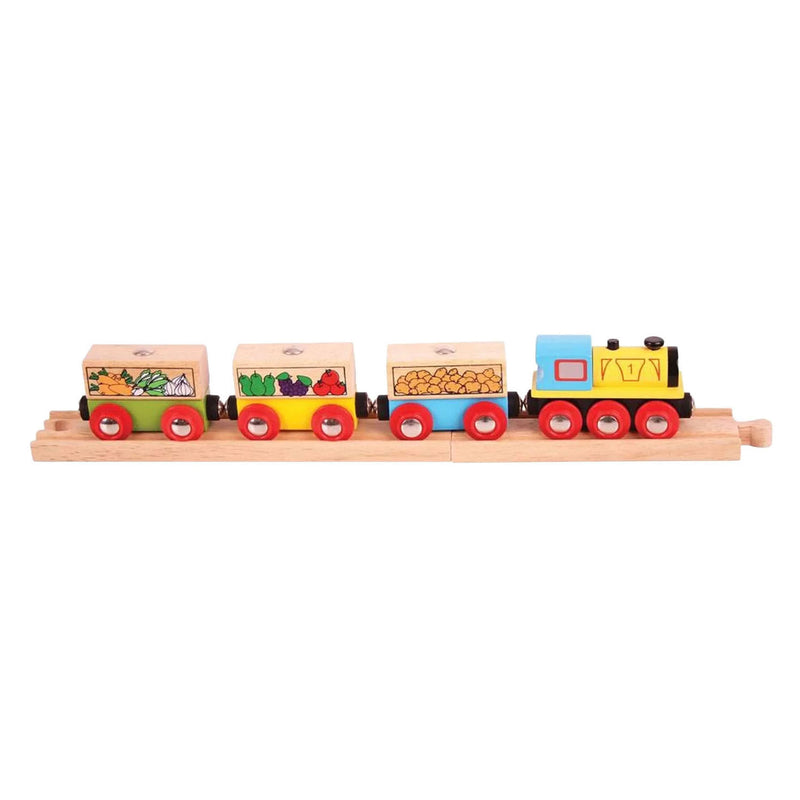 Trenino di frutta e verdura in legno Bigjigs - 6 pezzi.