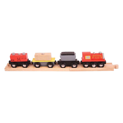 Bigjigs treno merci in legno - 9 pz.