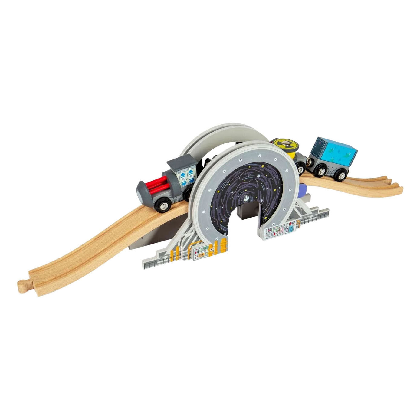 Binari in legno Bigjigs - Ponte spaziale