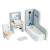 Muebles de baño para casa de muñecas de madera Bigjigs - 4 piezas.