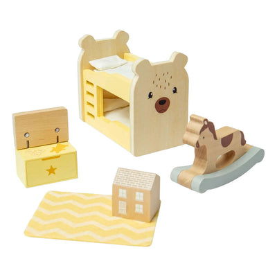 Bigjigs houten poppenhuis meubels kinderkamer - 5dlg.