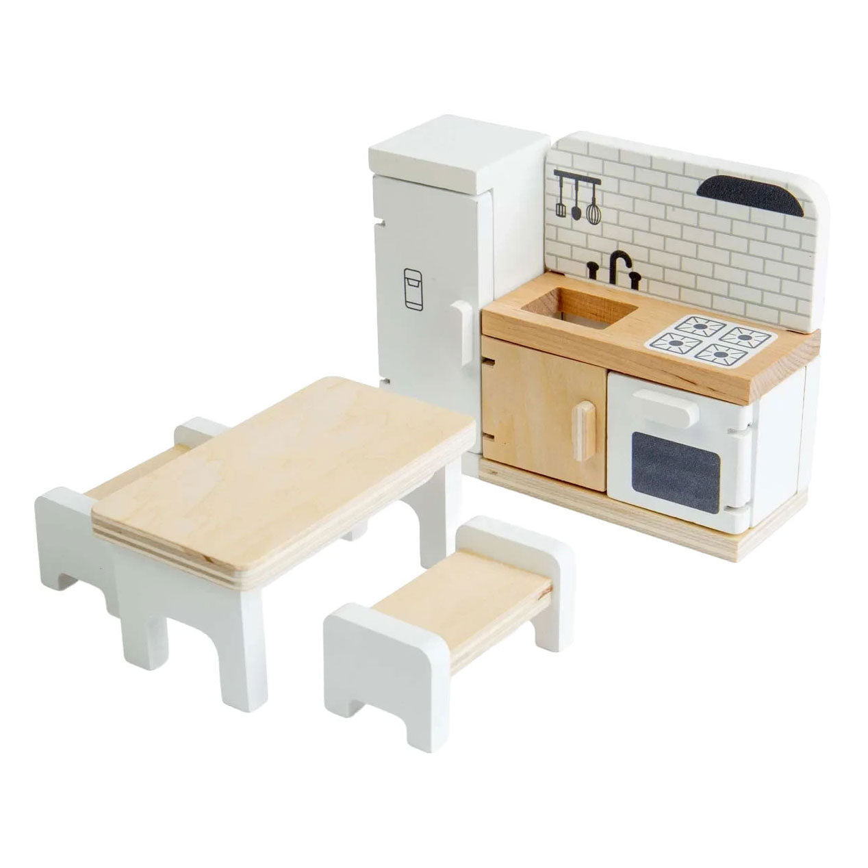 Mobili da cucina per case delle bambole in legno Bigjigs - 5 pezzi.
