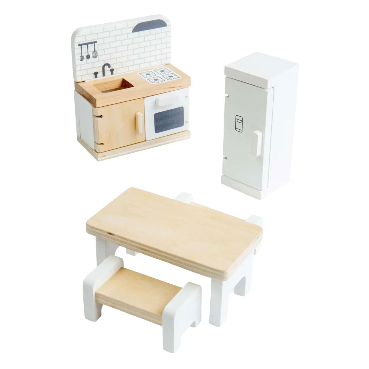 Mobili da cucina per case delle bambole in legno Bigjigs - 5 pezzi.