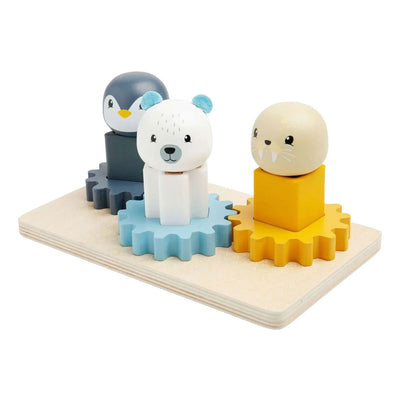 Bigjigs houten tandwielen puzzel noordpool - 10dlg.