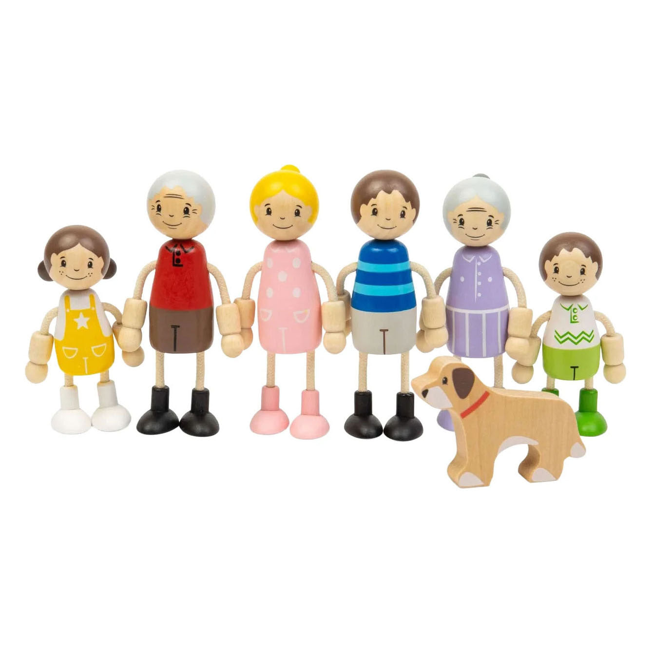 Famiglia di case delle bambole in legno Bigjigs - 7 pezzi.