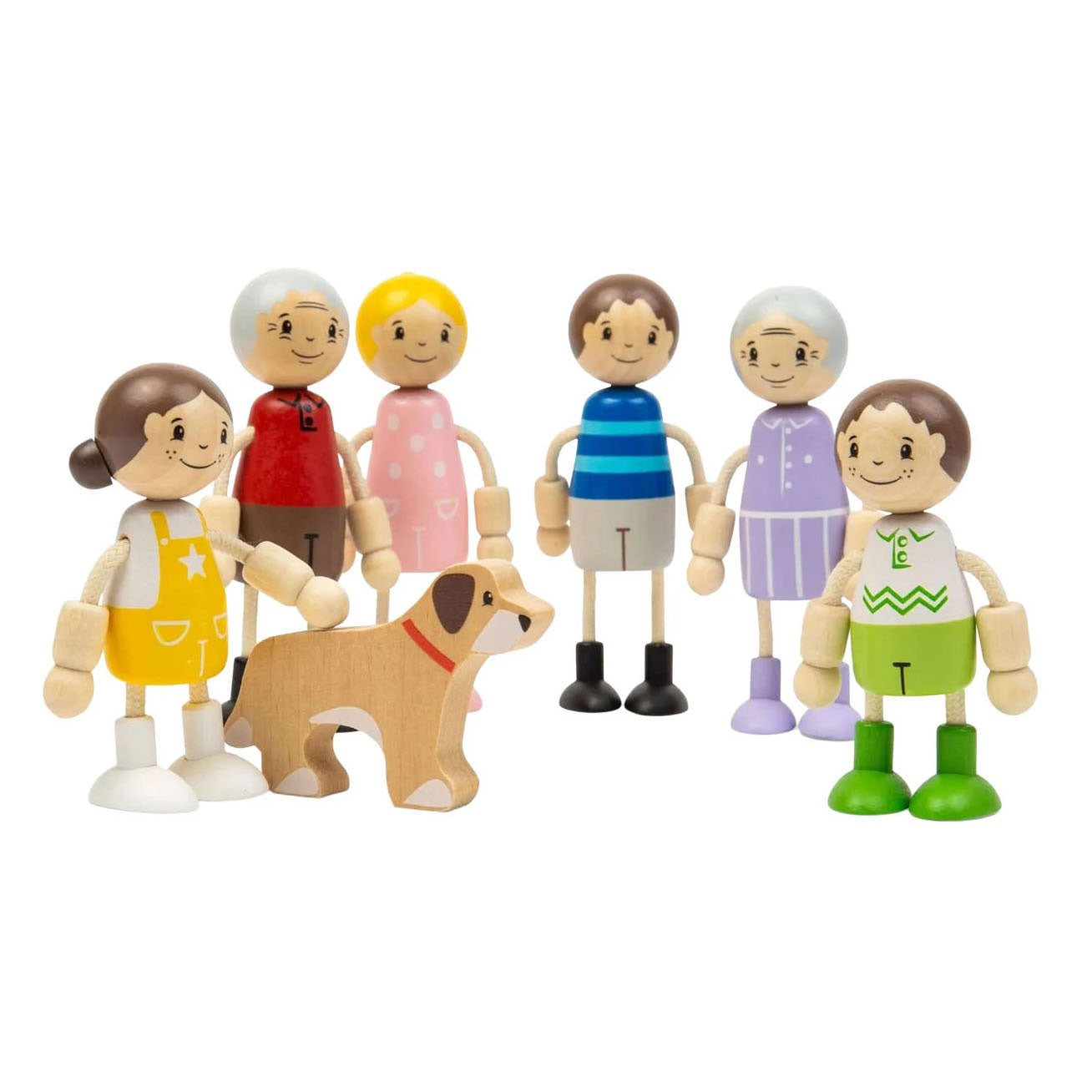 Famiglia di case delle bambole in legno Bigjigs - 7 pezzi.