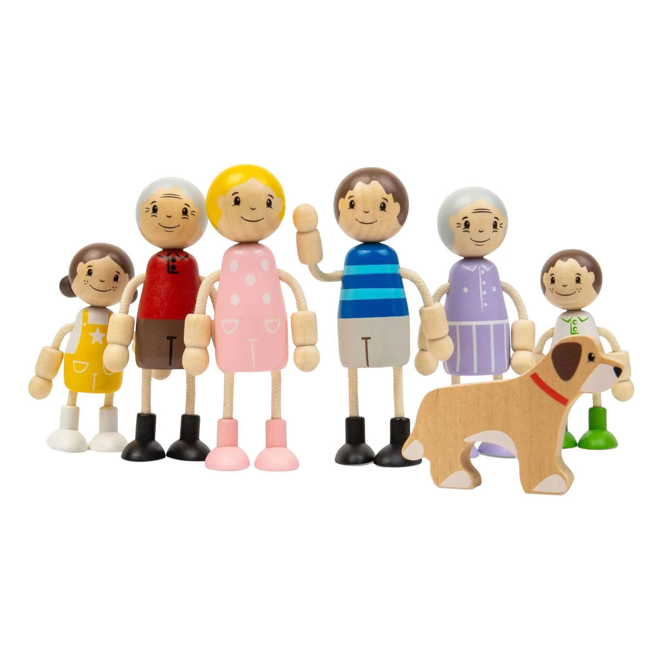 Famiglia di case delle bambole in legno Bigjigs - 7 pezzi.
