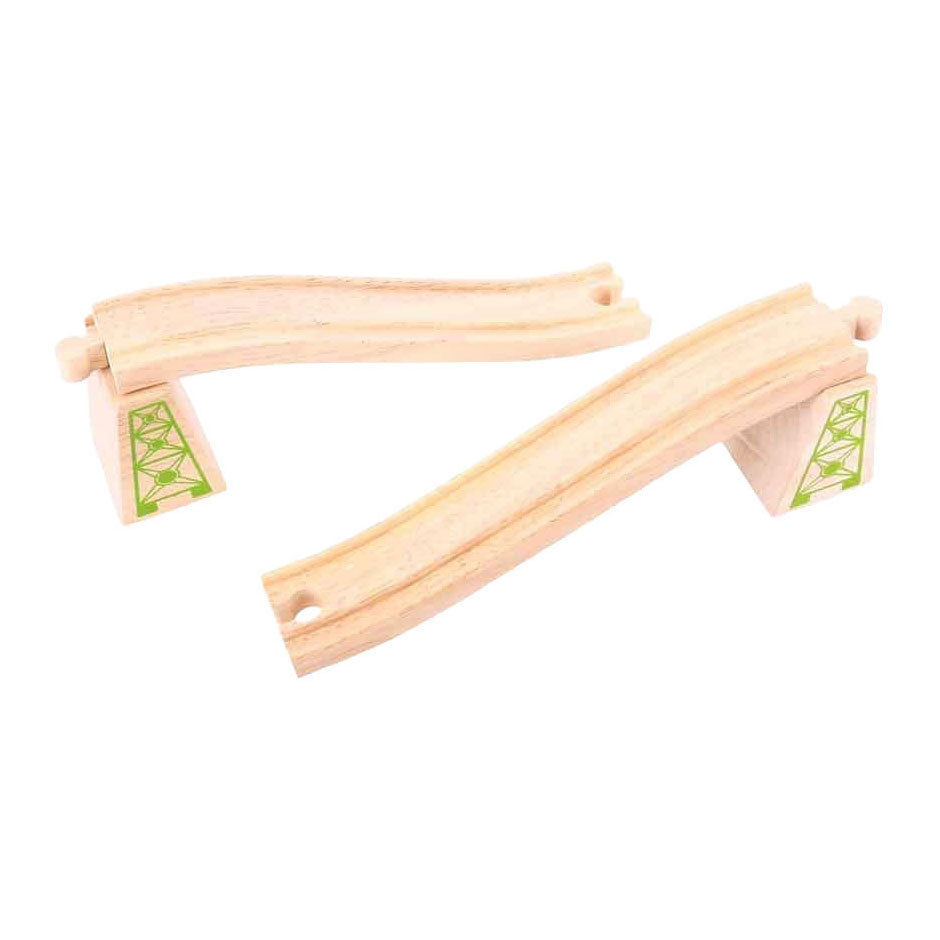 Binari in legno Bigjigs - entrata e uscita - 4 pz.