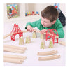 Bigjigs rieles de madera - juego de extensión de puentes - 18 piezas -
