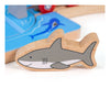 Rieles de madera Bigjigs - ataque de tiburón - 4 piezas