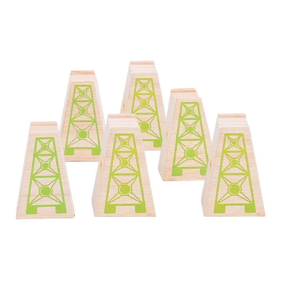 Binari in legno Bigjigs - pilastri del ponte - 4 pz.