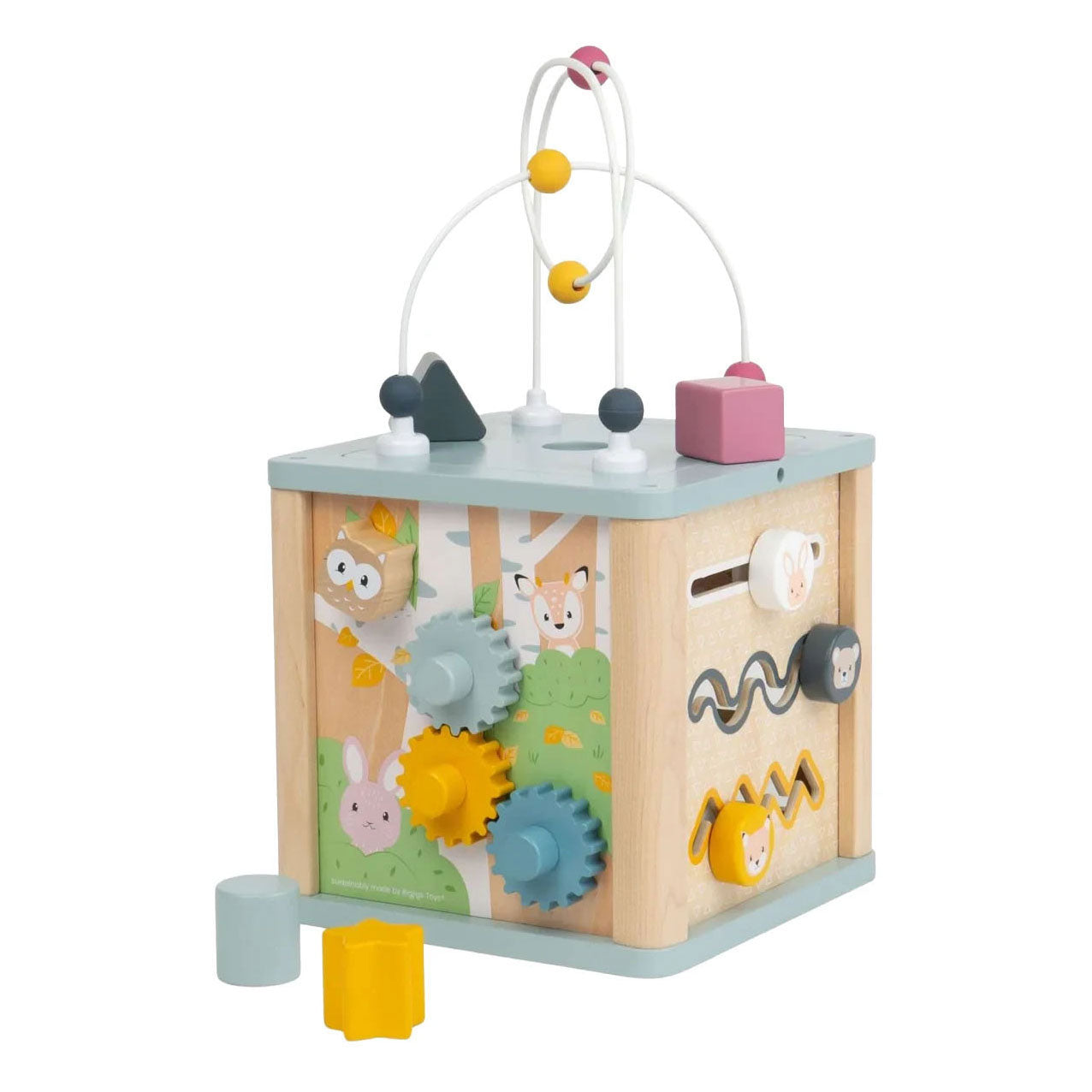 Bigjigs houten vormenstoof met kralenspiraal - 5dlg.