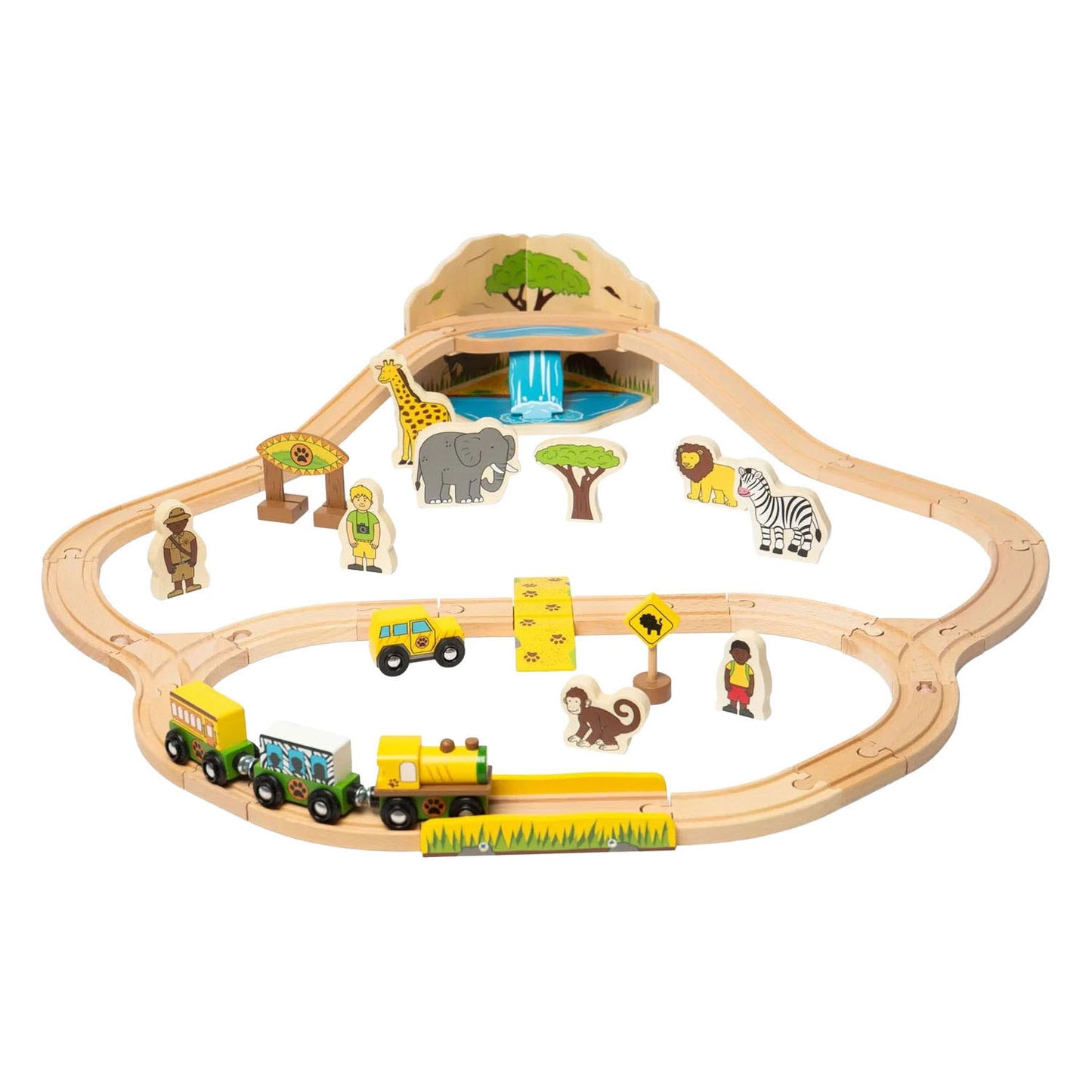 Set trenino safari in legno Bigjigs - 38 pezzi.