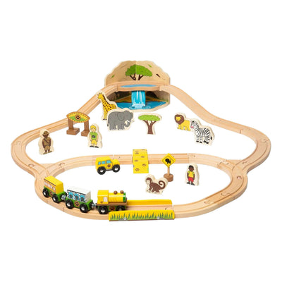 Set trenino safari in legno Bigjigs - 38 pezzi.