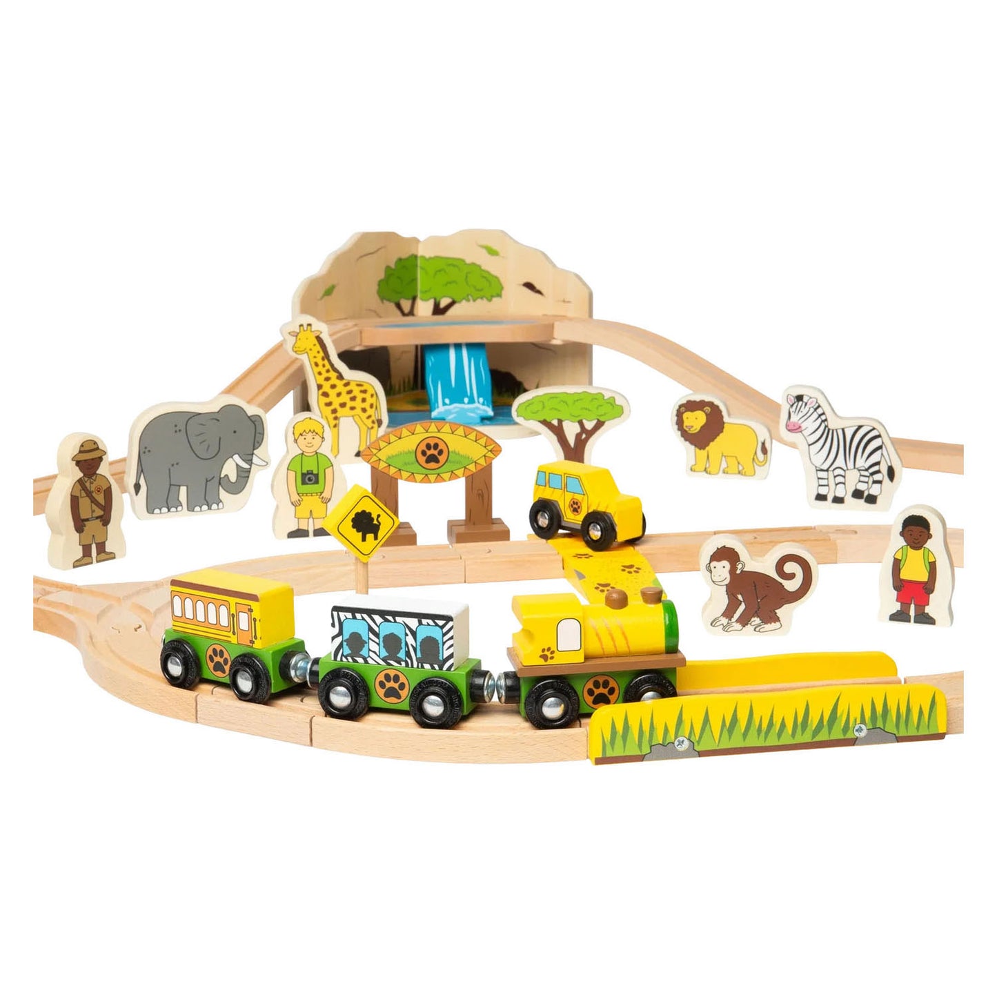 Set trenino safari in legno Bigjigs - 38 pezzi.