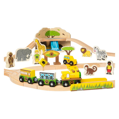 Set trenino safari in legno Bigjigs - 38 pezzi.