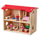 Casa de muñecas de madera Bigjigs completa con muebles y 4 muñecas.
