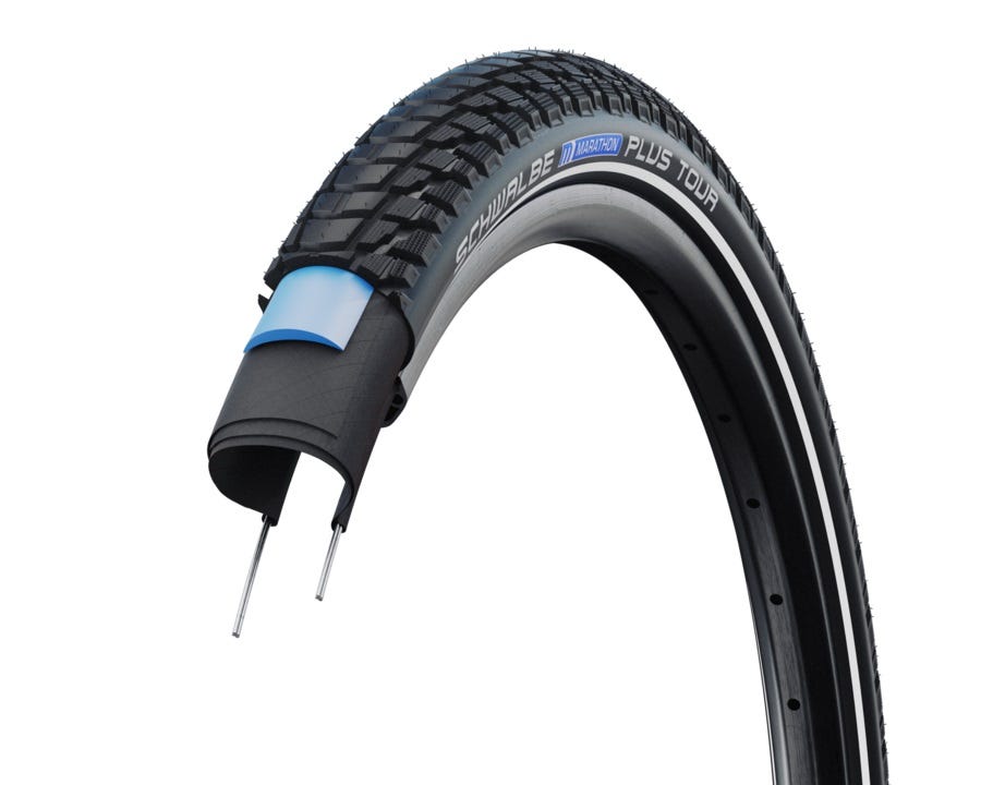 Schwalbe marathon plus tour - wired - addix e - smart dualguard - 28x1.75 - black + reflex
