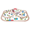 Bigjigs Wooden Train Set City and Land, 101dlg.