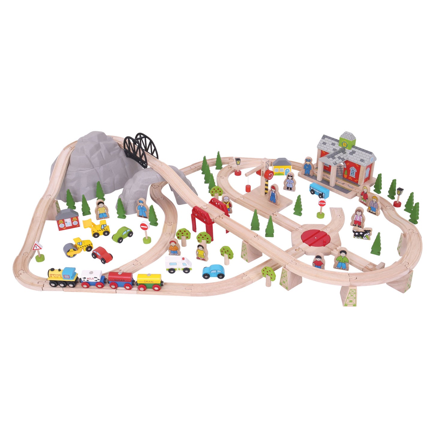 BigJigs Wooden Train Set Alps, 112dlg.