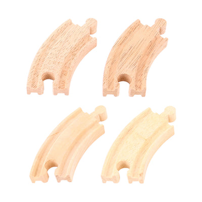 Bigjigs Railes de madera giros cortos, 4st.