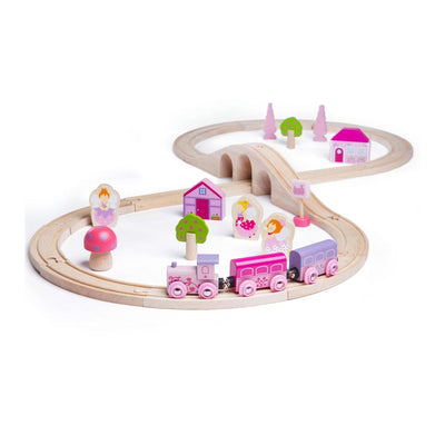 Bigjigs in legno set di treni rosa, 40dlg.