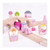 Bigjigs houten treinset roze 40-delig