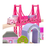 Bigjigs Train de madera set de la ciudad rosa - afbeelding 2