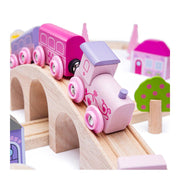 Bigjigs Train de madera set de la ciudad rosa - afbeelding 5