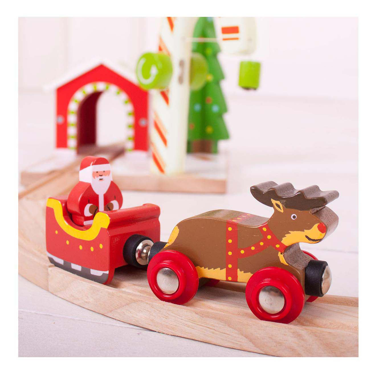 Bigjigs Houten Santa Claus, Slee y Rendier