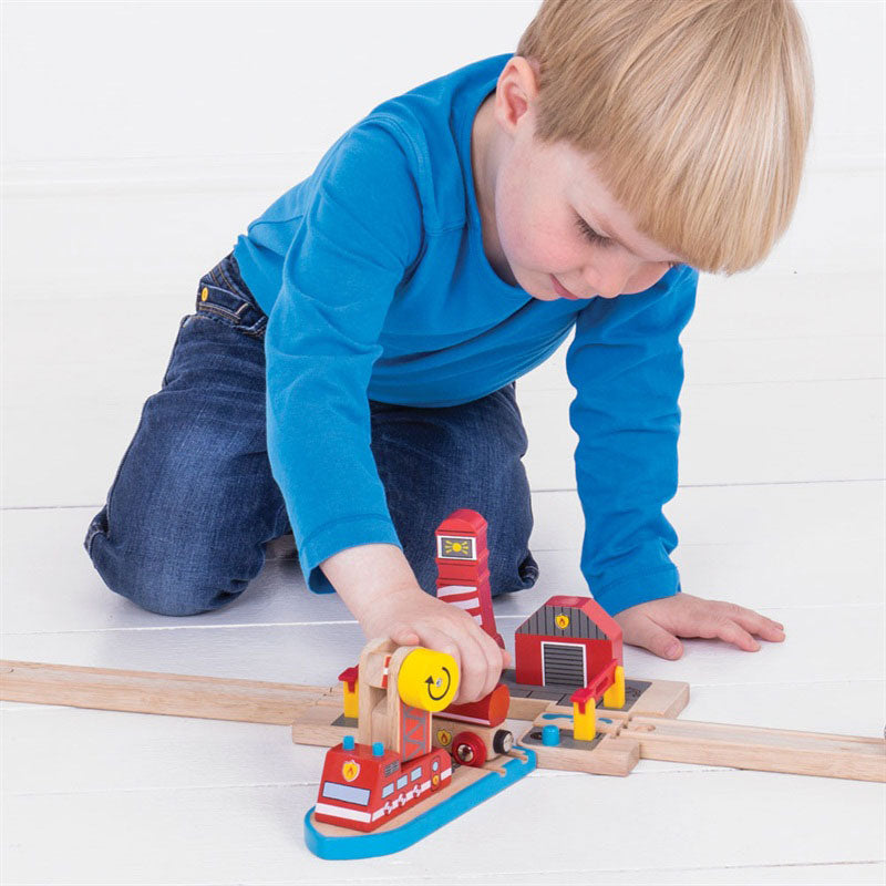 Bigjigs houten rails - brandweerhaven