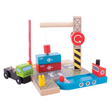 Bigjigs Wooden Rails Container Shipyard - afbeelding 1