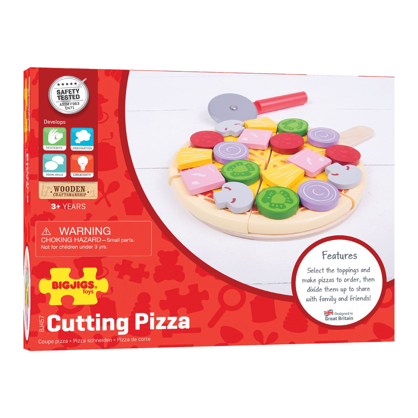 Bigjigs houten pizza met beleg