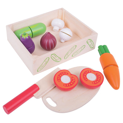 Caja de madera BigJigs con verduras cortantes