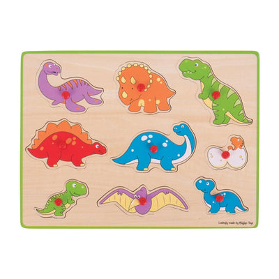 Bigjigs Wooden Nick Puzzle Dinos, 9dlg.