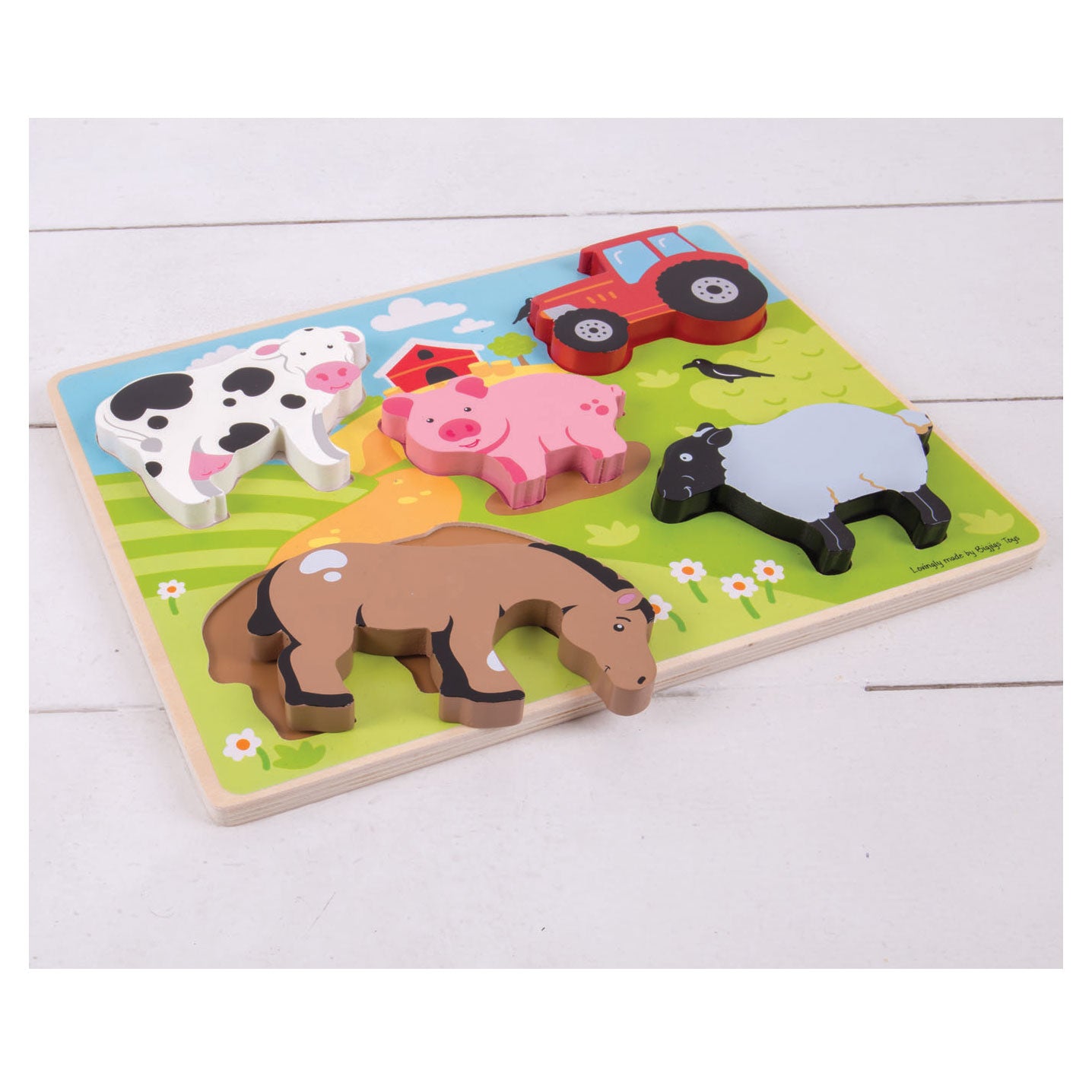 Puzzle in legno Bigjigs Farm, 5 pezzi.