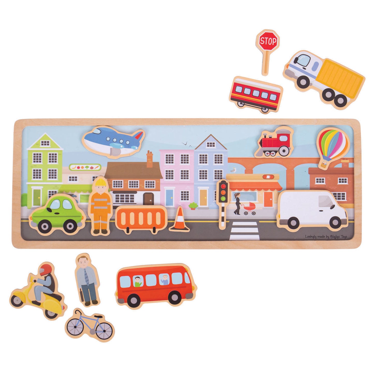 BigJigs Wooden Magnet Set City, 16dlg.