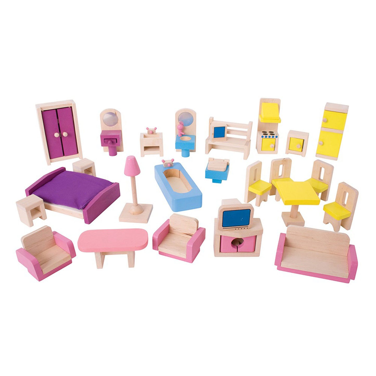 BigJigs Wooden Dollhouse Furniture, 27dlg.