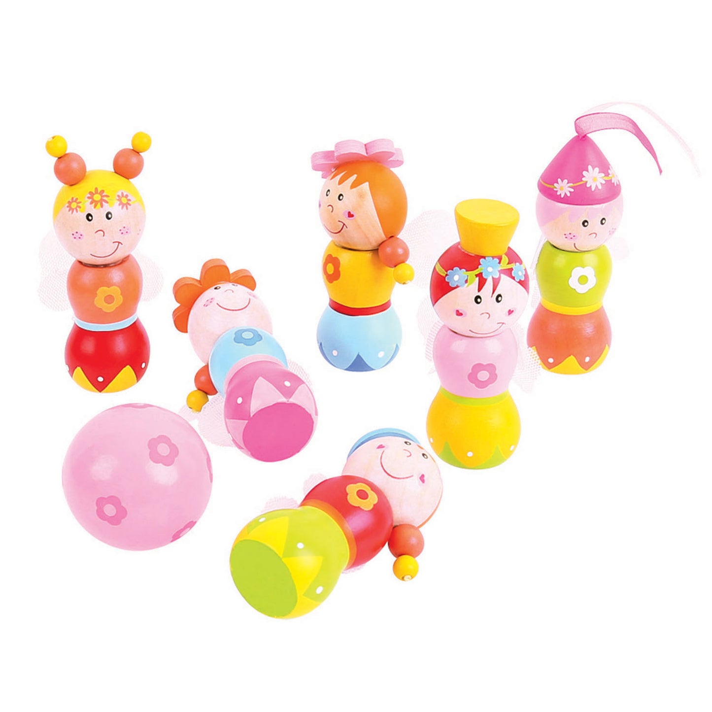 Bigjigs bowling in legno set principesse, 7dlg.