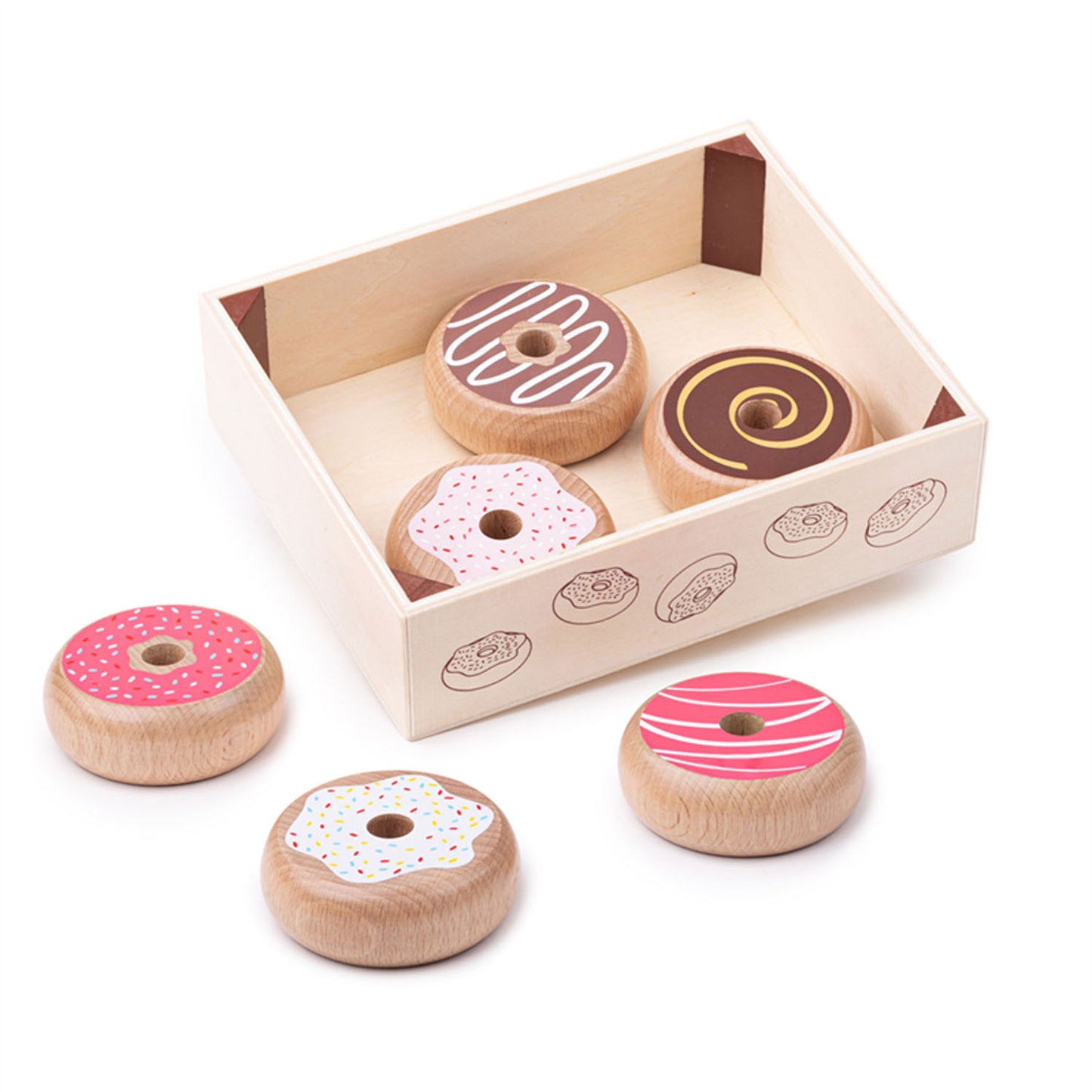 Bigjigs Wooden Box con ciambelle