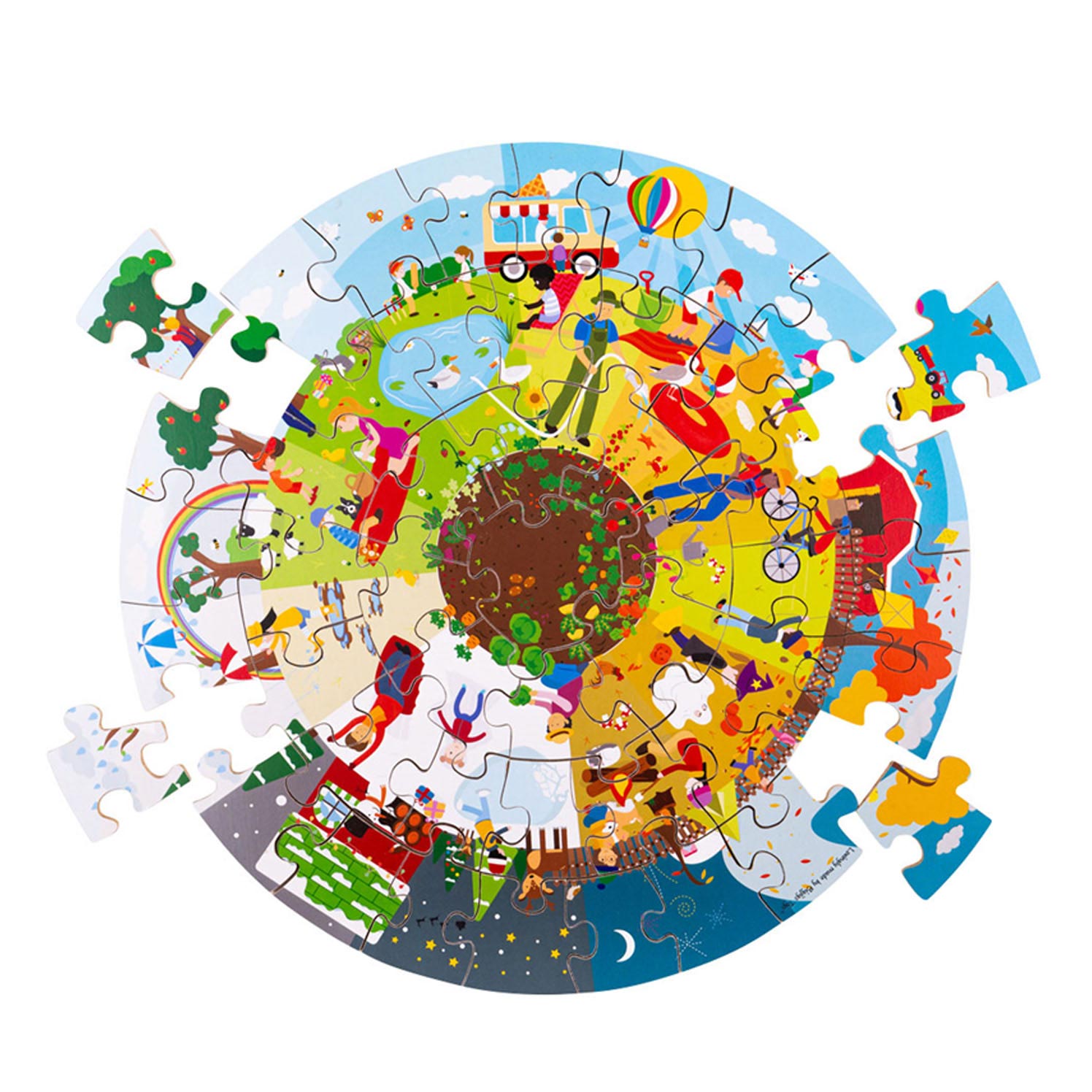 Bigjigs houten seizoenen vloerpuzzel rond, 50st.