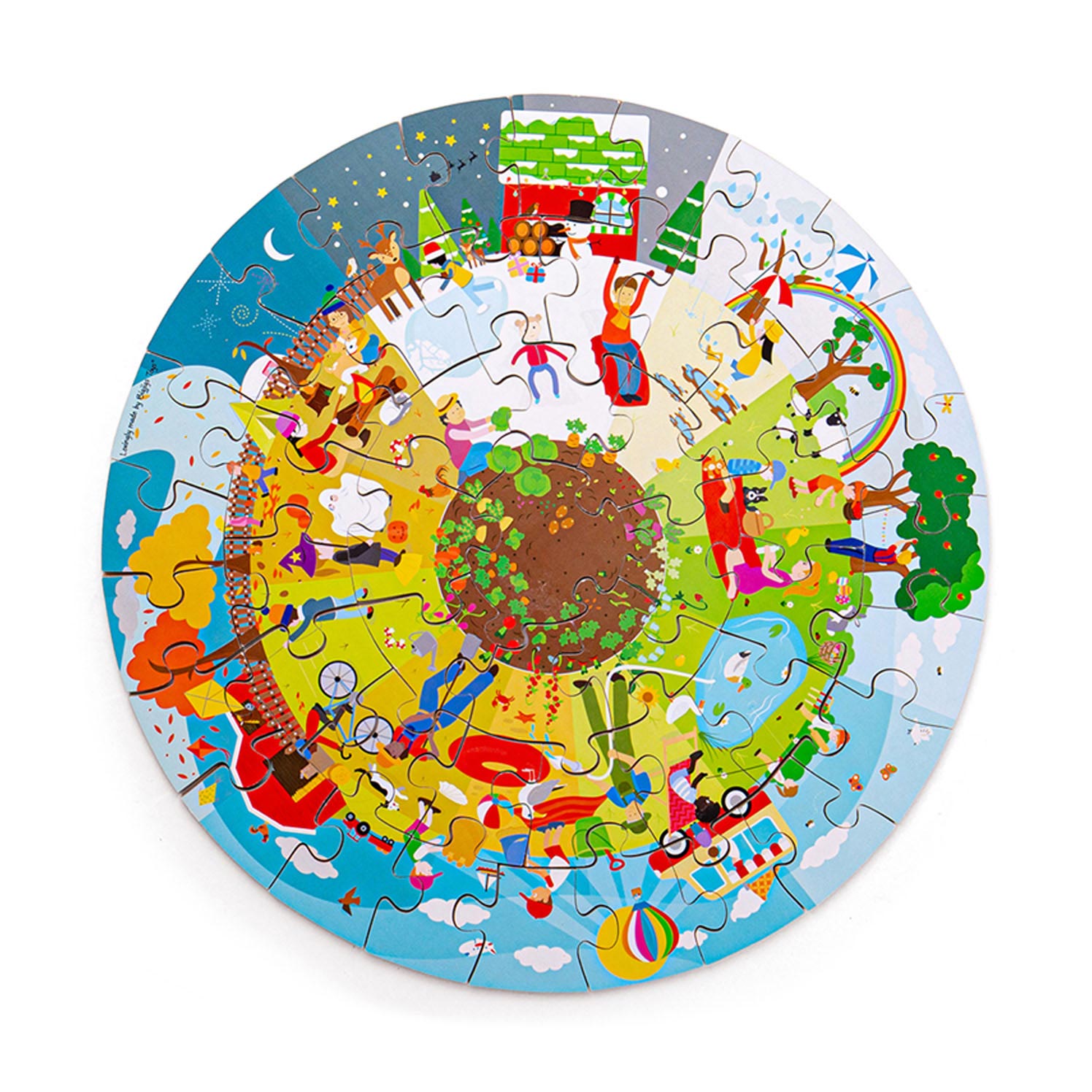 Bigjigs houten seizoenen vloerpuzzel rond, 50st.