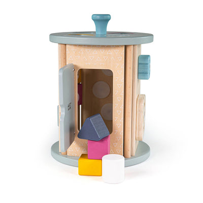 Bigjigs Box de actividad de rodadura y estofado de madera, 5dlg.