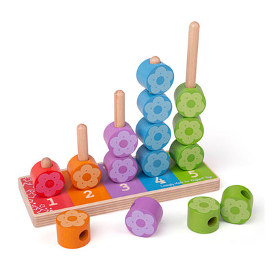 Bigjigs Flores de juego de apilamiento de madera, 16dlg.