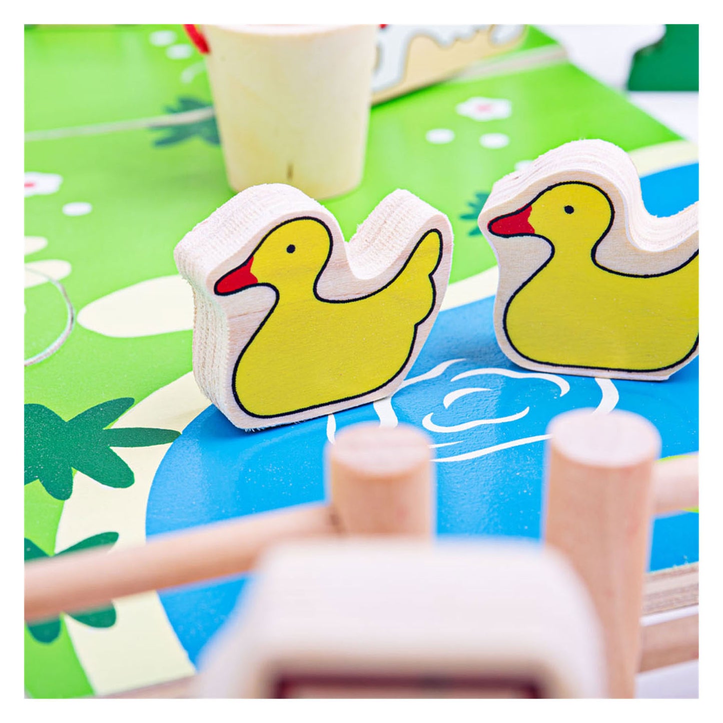 BigJigs Wooden Play Farm con accesorios, 48dlg.